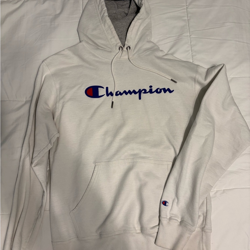 M Champion Gray and White Athletic Hoodie